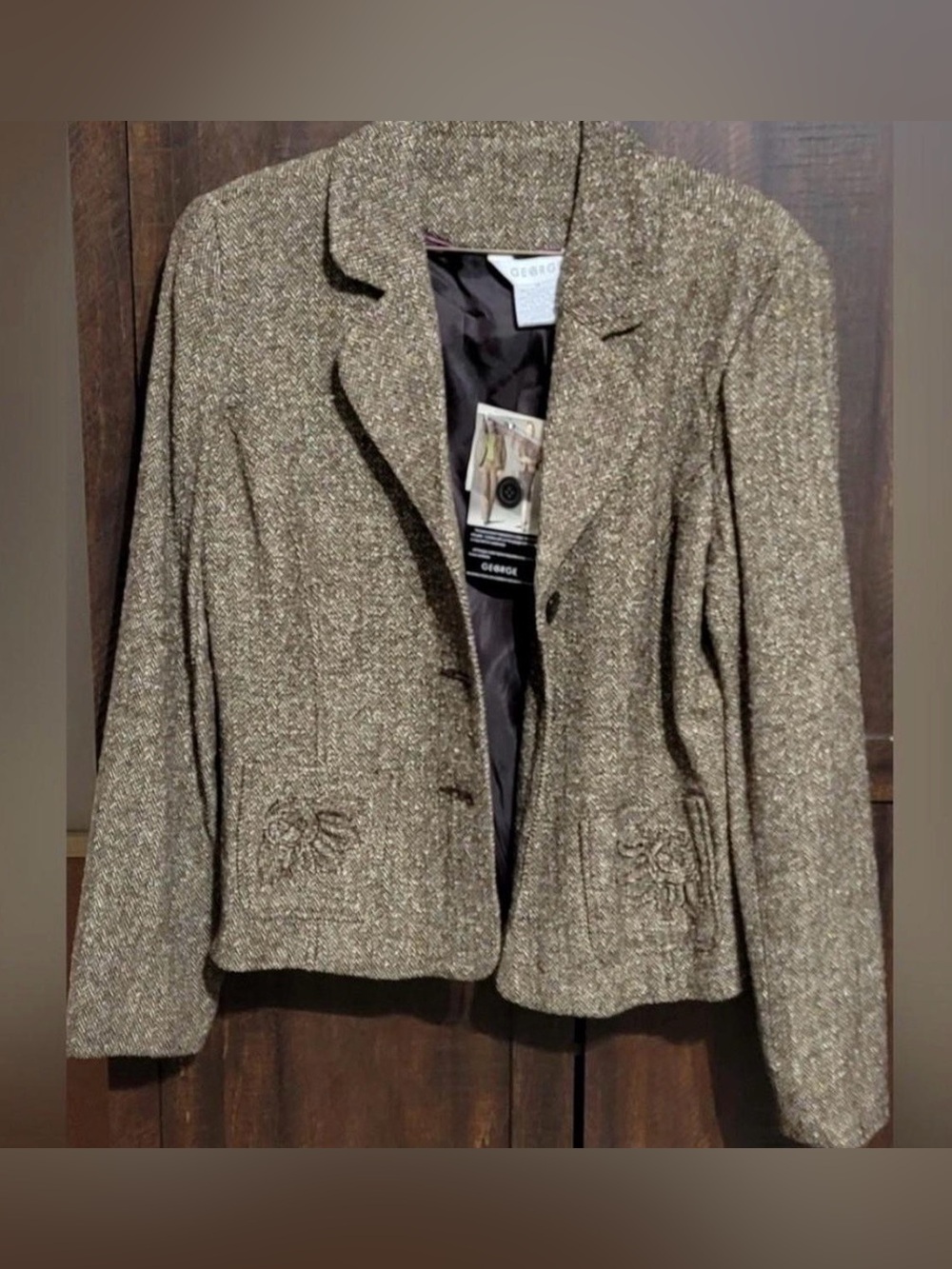 George Taupe Tweed Blazer Jacket